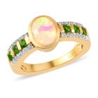 Natürlicher Äthiopischer Opal und Natürlicher Chromdiopsid Ring 925 Silber vergoldet  ca. 1,49 ct image number 3