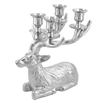 Rentier Figur 4er Kerzenhalter, 23.8x17x25.4cm, silber