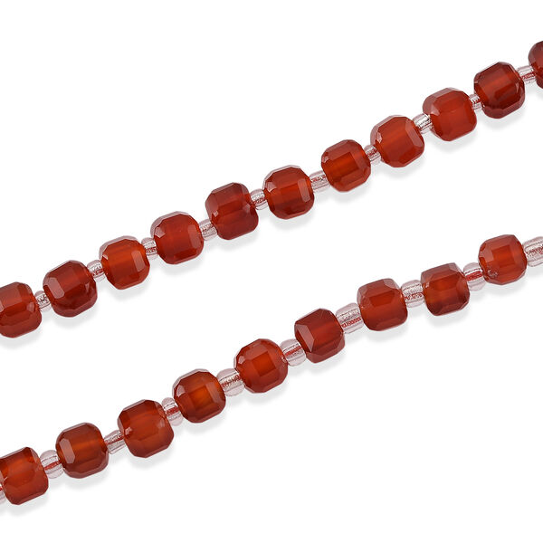 Roter Achat, Glas Halskette ca. Flexibles cm 316L Edelstahl 85.00 ct image number 3