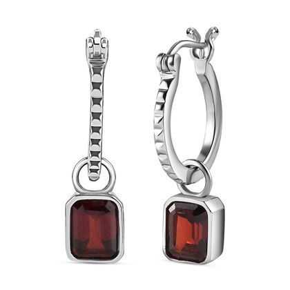 Roter Granat Ohrringe  Edelstahl ca. 3.94 ct