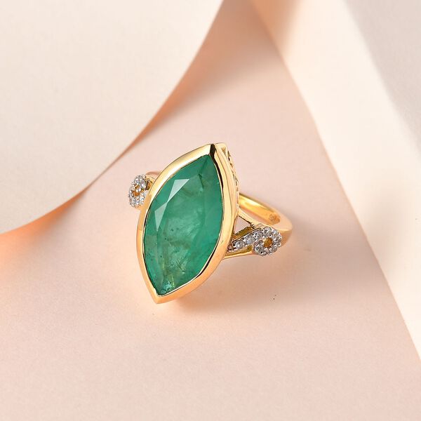 Smaragd Triplett Quarz und Zirkon Ring - 8,76 ct. image number 2