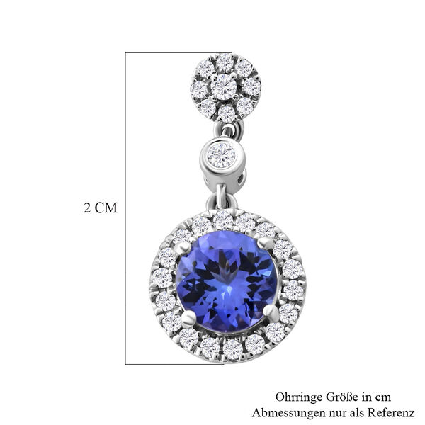 AAAA Tansanit, Wei&szlig;er Diamant Ohrringe 950 Platin ca. 2,25 ct. image number 4