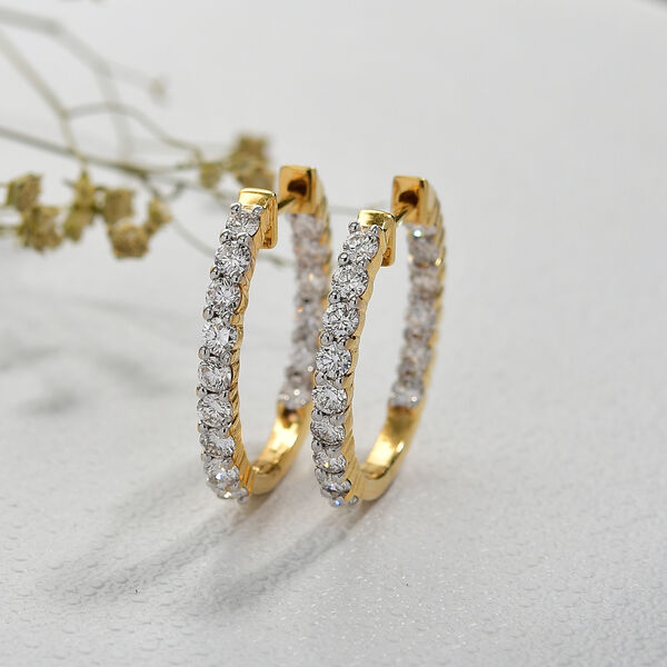 LUXURIANT VS-EF Labor Diamant Ohrringe, 925 Silber 750 Gelbgold Vermeil - 1,98 ct. image number 1