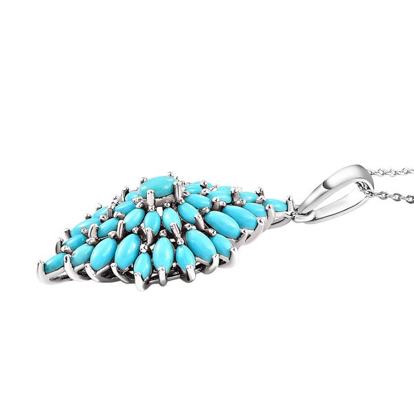 Amerikanischer, nat&uuml;rlicher Sleeping Beauty T&uuml;rkis-Anh&auml;nger mit Kette, 925 Silber platiniert ca. 3.61 ct image number 4