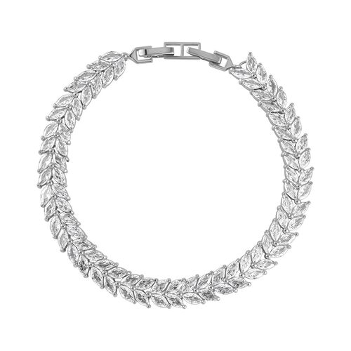 Weißer Zirkonia Armband, ca. 19 cm, Messing, ca. 6.00 ct image number 0