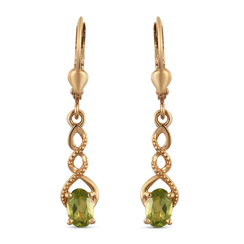 Natürlicher Peridot Ohrhänger 925 Silber vergoldet ca. 0,97 ct  image number 0