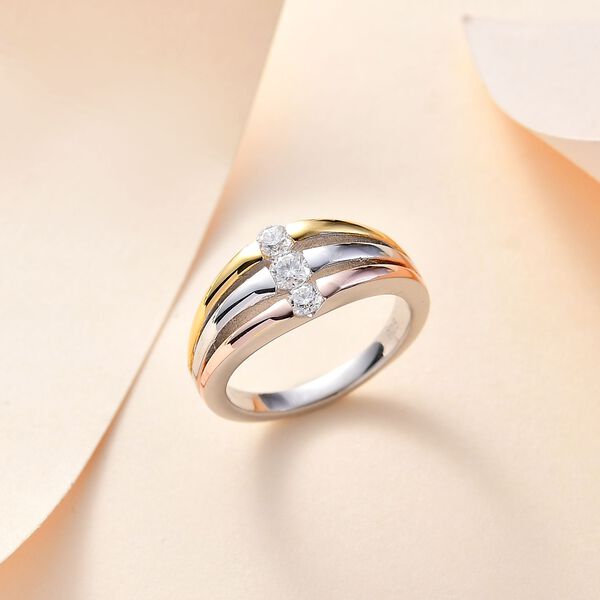 Dreifarbiger Moissanit-Ring - 0,37 ct. image number 2
