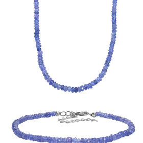 Tansanit 45cm Halskette und 19cm Armband