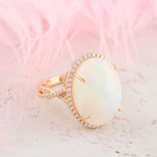 ILIANA zertifiziert und geprüft AAA natürlicher, äthiopischer Welo Opal und SI GH Diamant Ring in 750 Gold - 9,50 ct. image number 1