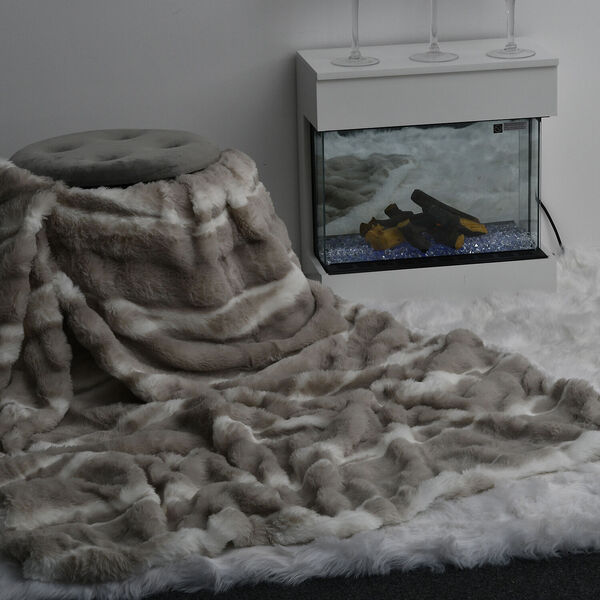 Deluxe Weiche Doppelseitige Kunstfell-Decke, 150x200cm, grau image number 6