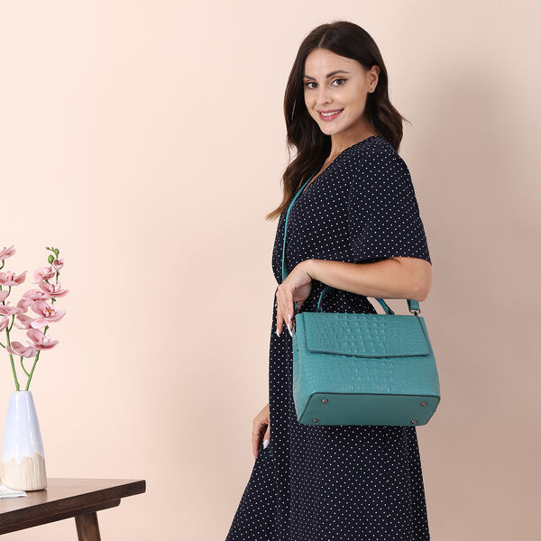 Schultertasche aus 100% echtem Leder mit Kroko-Pr&auml;gung und abnehmbarem Riemen image number 7