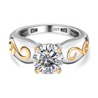 Moissanit Ring 925 Silber Rhodiniert und 750 Gelbgold Vermeil, bicolor (Größe 18.00) ca. 1.72 ct