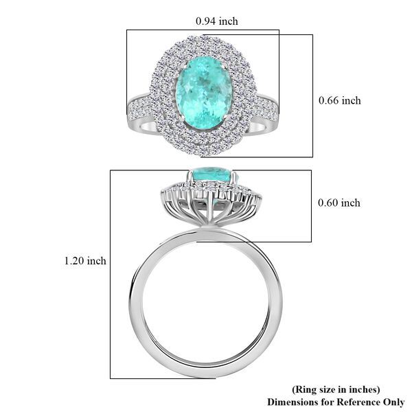 CHAIRMAN VAULT COLLECTION - AAAA Paraiba Turmalin, Wei&szlig;er Diamant Ring, zertifiziert und gepr&uuml;ft, 950 Platin (Gr&ouml;&szlig;e 17.00) ca. 3.50 ct image number 5
