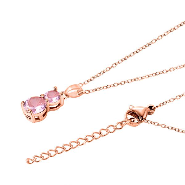 4er Set, Rosa Zirkonia Armband, Anh&auml;nger mit Kette und Ohrringen, Messing ca. 17,60 ct image number 3