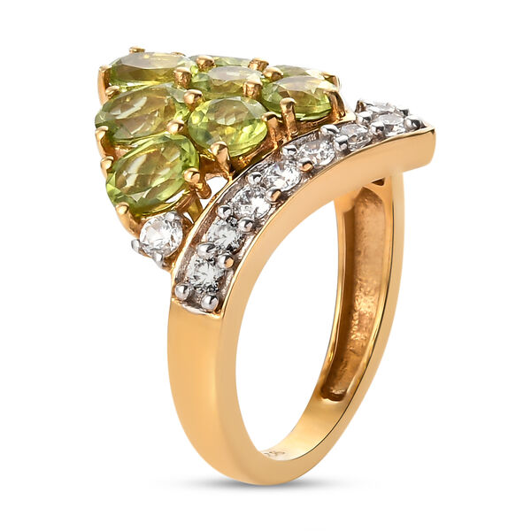 Nat&uuml;rlicher Peridot und Zirkon-Ring, 925 Silber vergoldet  ca. 3,95 ct image number 5