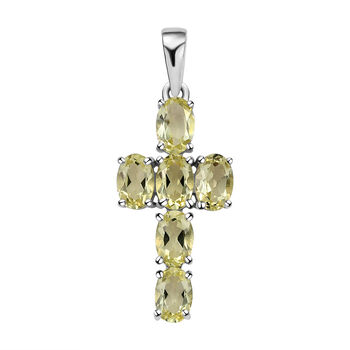 Ouro Verde-Quarz Kreuz-Anh&auml;nger, 925 Silber platiniert ca. 2.50 ct