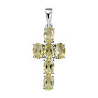 Ouro Verde-Quarz Kreuz-Anhänger, 925 Silber platiniert ca. 2.50 ct