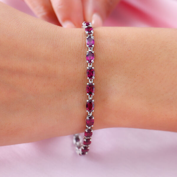 Rhodolith Granat Armband ca. 19 cm 925 Silber platiniert ca. 13,18 ct image number 3