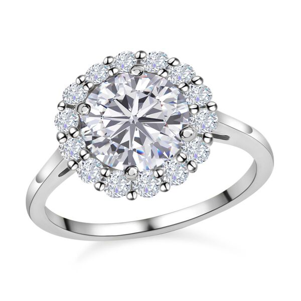 LUSTRO STELLA - weißer Zirkonia-Ring, 925 Silber platiniert (Größe 18.00) ca. 4,36 ct image number 4