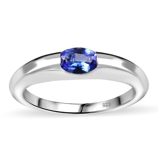 Tansanit Ring 925 Silber platiniert (Gr&ouml;&szlig;e 17.00) ca. 0,47 ct image number 3