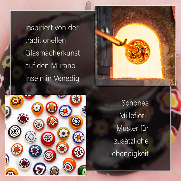 Schwarze Huggie-Ohrringe im Murano-Stil image number 5