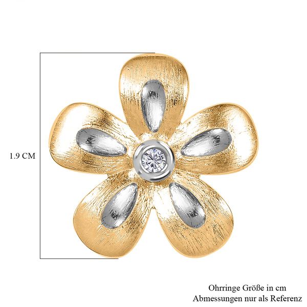 Florale Moissanit Ohrringe, 925 Silber 750 Gelbgold Vermeil image number 6