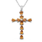 Oranger Saphir Kreuz-Anhänger mit kette ca. 45 cm, 925 Silber platiniert ca. 1,80 ct