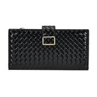 Geprägte PU-Leder Brieftasche mit gewebtem Muster und RFID-Schutz, Größe: 19.5x2.5x9.5cm, schwarz