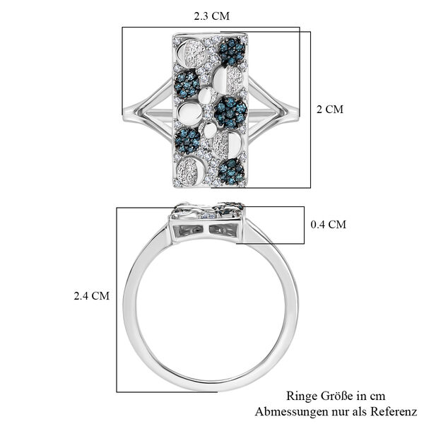 GP - Kanchanaburi Blauer Saphir, Blauer Diamant Ring 925 Silber rhodiniert (Größe 18.00) ca. 0,27 ct image number 7