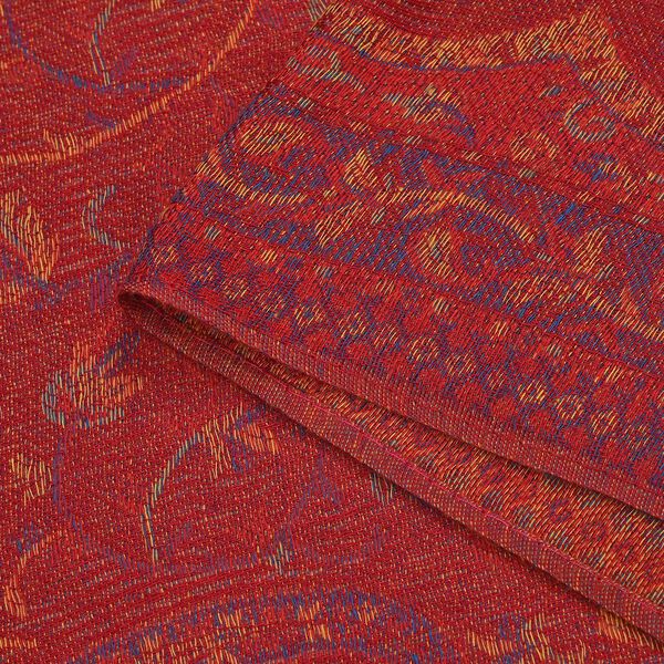 Jacquard Paisley-Schal mit Fransen, 170cm x 75cm, Rot image number 7