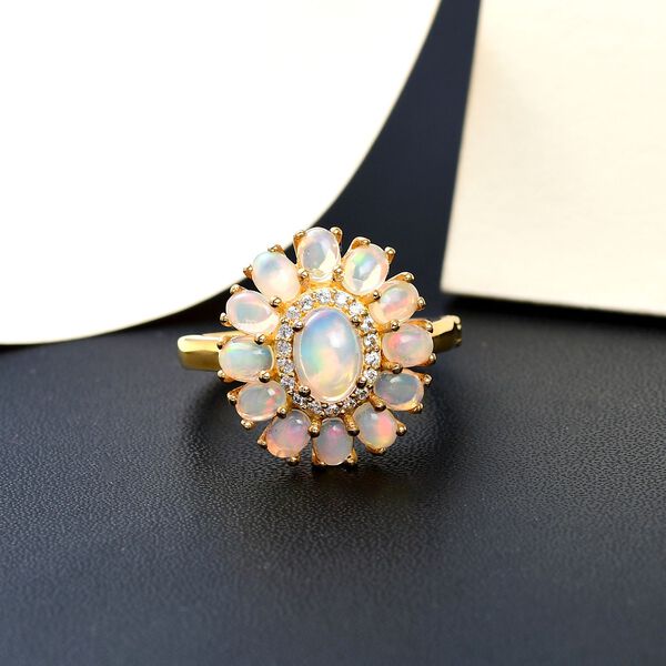 Nat&uuml;rlicher, &auml;thiopischer Welo Opal Ring mit &Ouml;ffnungsmechanismus, 925 Silber Gelbgold Vermeil (Gr&ouml;&szlig;e 20.00) ca. 2.09 ct image number 2