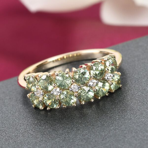 AA Demantoid Granat und Zirkon Cluster Ring 375 Gelbgold image number 2