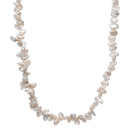 AA S&uuml;&szlig;wasser Perle Halskette ca. 45 cm + 5 cm Extender, 925 Silber rhodiniert