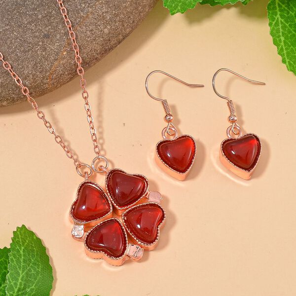 Rotes Achat und rotes Kristall 2-Wege-Schmuckset image number 2