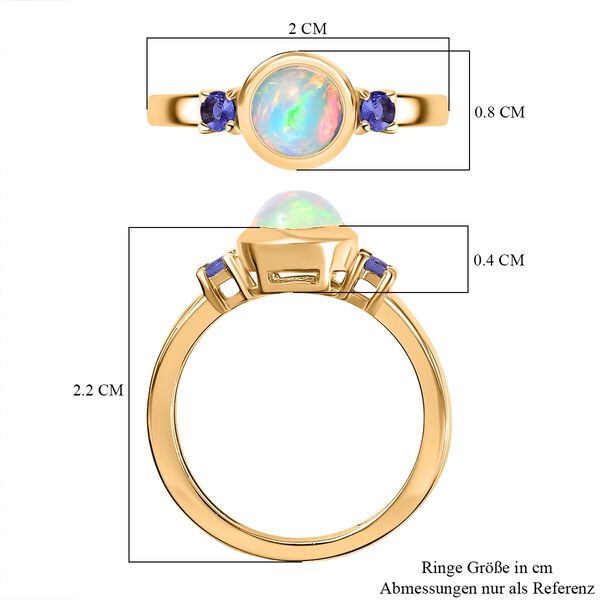 AA Nat&uuml;rlicher, &auml;thiopischer Welo Opal, Tansanit Ring 925 Silber vergoldet (Gr&ouml;&szlig;e 16.00) ca. 0,74 ct image number 8