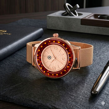 STRADA Uhr mit Murano Stil Glas Besatz, PC21S japanisches Uhrwerk, Edelstahl, Rot, Ros&eacute;goldfarben