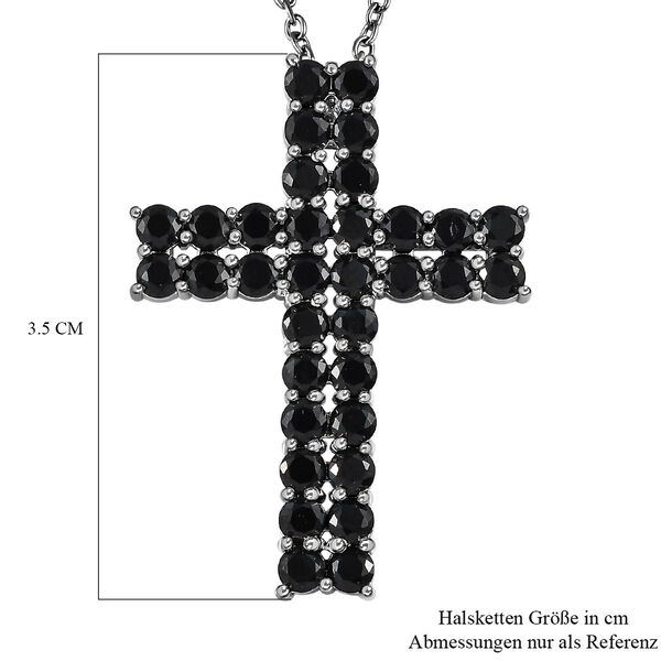 Schwarzer Spinell Anhänger mit Kette, Messing platiniert und Edelstahl ca. 4.79 ct image number 7