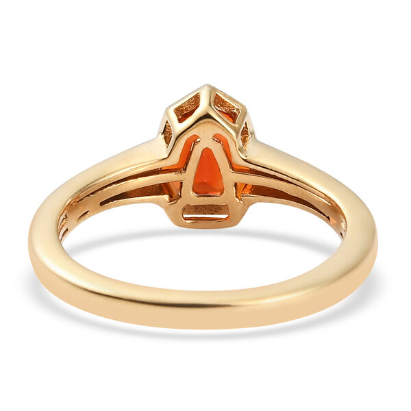 Mexikanischer Kirschfeuer-Opal Solit&auml;r Ring 925 Silber vergoldet  ca. 0,58 ct image number 6