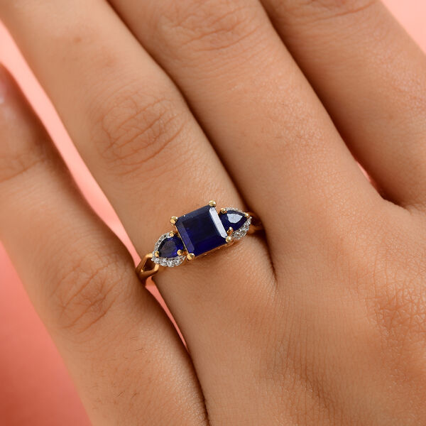 Masoala Saphir (Fissure gef&uuml;llt) Ring 925 Silber vergoldet image number 3