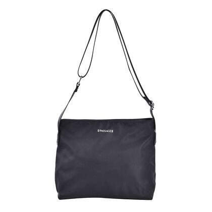 Sencillez - Crossbody Handtasche mit Nylonfutter und RFID Schutz, 112cm Schultergurt, 27x14.5x23 cm, Schwarz