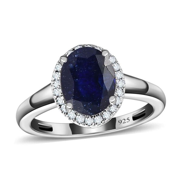 Masoala Saphir (Fissure gefüllt), Weißer Diamant Ring, 925 Silber platiniert (Größe 16.00) ca. 2.78 ct image number 4