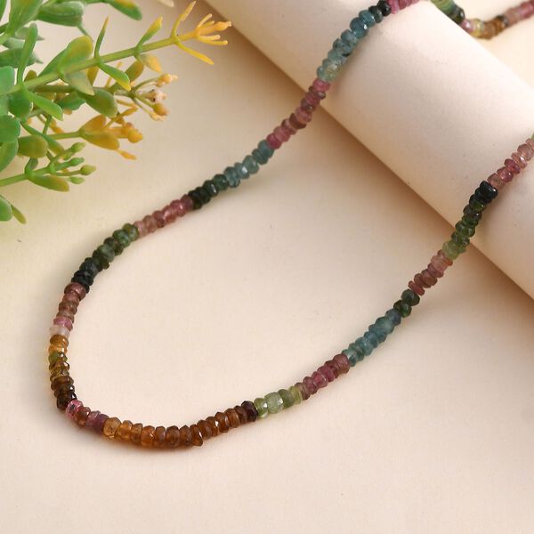 Nat&uuml;rliche, mehrfarbige Turmalin-Halskette, 50 cm - 70 ct. image number 2