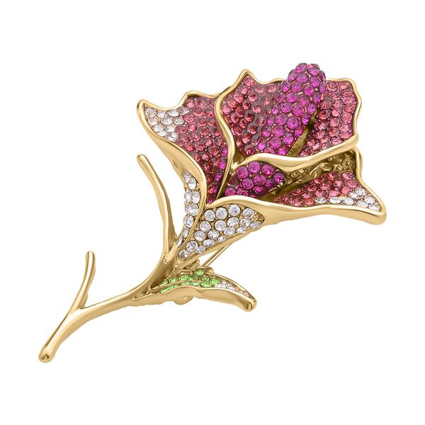 Rose Kristall Brosche, Goldfarben image number 3