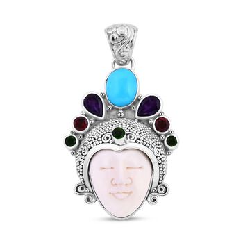 Sleeping Beauty T&uuml;rkis, Afrikanischer Amethyst Anh&auml;nger 925 Silber ca. 4,83 ct.