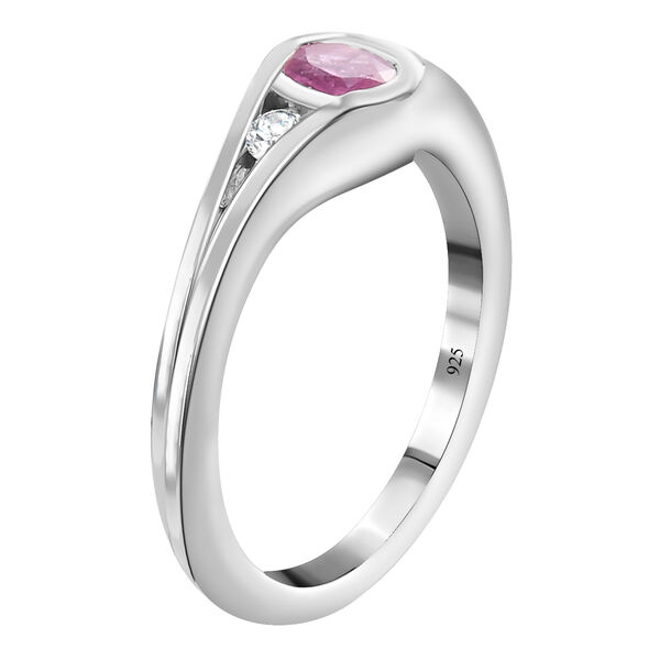 Premium Ilakaka Rosa Saphir und Zirkon Ring, 925 Silber platiniert, 0,83 ct. image number 5