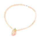 JARDIN-KOLLEKTION Pfirsich-S&uuml;&szlig;wasserperlen- und mehrfarbige Edelstein-Halskette, 45 cm, 925 Silber vergoldet ca. 86,51 ct