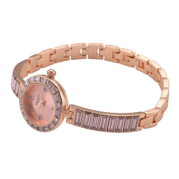 GENOA Time V2, Rosa Diamant-farbene Zirkonia, Kristalluhr, japanisches Uhrwerk, 316L Edelstahl, Rosa image number 5