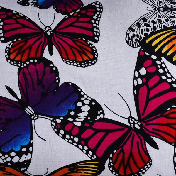 Bedruckter Sarong aus Viskose, Schmetterling Muster, Weiß image number 3