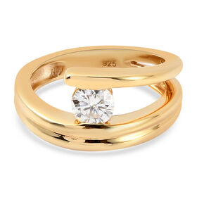 Moissanit Ring 925 Silber vergoldet  ca. 0,44 ct