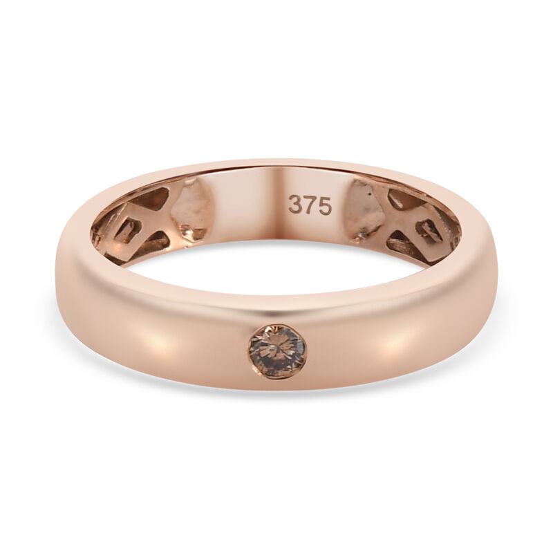 Natürlicher Champagner Diamant zertifiziert I1-I2 Band Ring 375 Rosegold image number 0